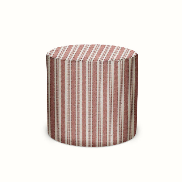 Indoor/Outdoor Pouf in Peter Dunham Textiles Amida Red on Natural