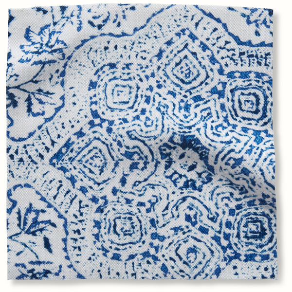 Indoor/Outdoor Pouf in Peter Dunham Textiles Deeg Blue/Blue
