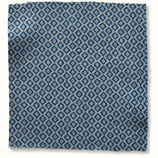 Indoor/Outdoor Pouf in Peter Dunham Textiles Heera Indigo/Gray