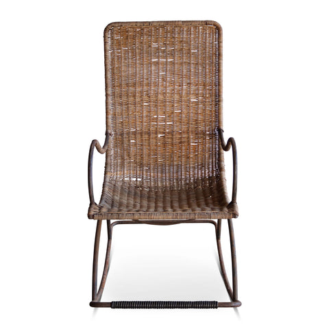 Vintage Wicker and Iron Rocking Chair