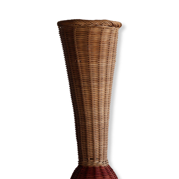Vintage Wicker Vase Table Lamp France