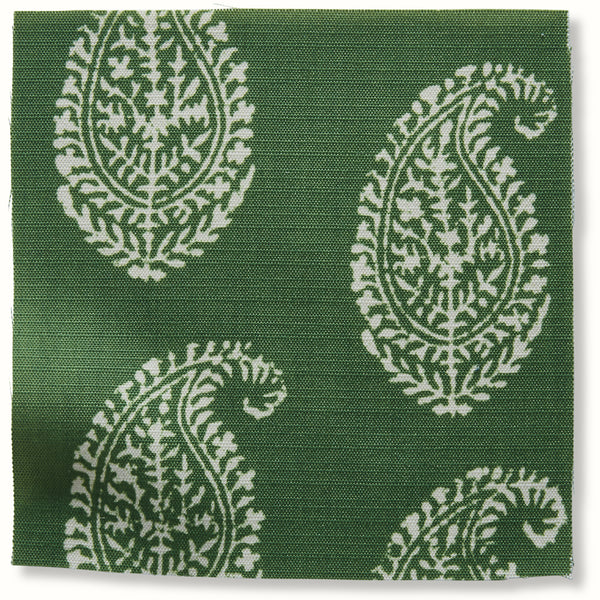 Indoor/Outdoor Pouf in Peter Dunham Textiles Kashmir Paisley Green