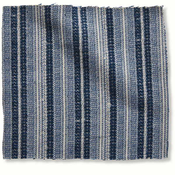Indoor/Outdoor Pouf in Peter Dunham Textiles Majorelle Indigo on Natural