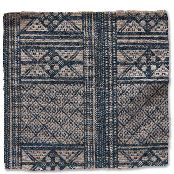 Indoor/Outdoor Pouf in Peter Dunham Textiles Masai Indigo on Natural