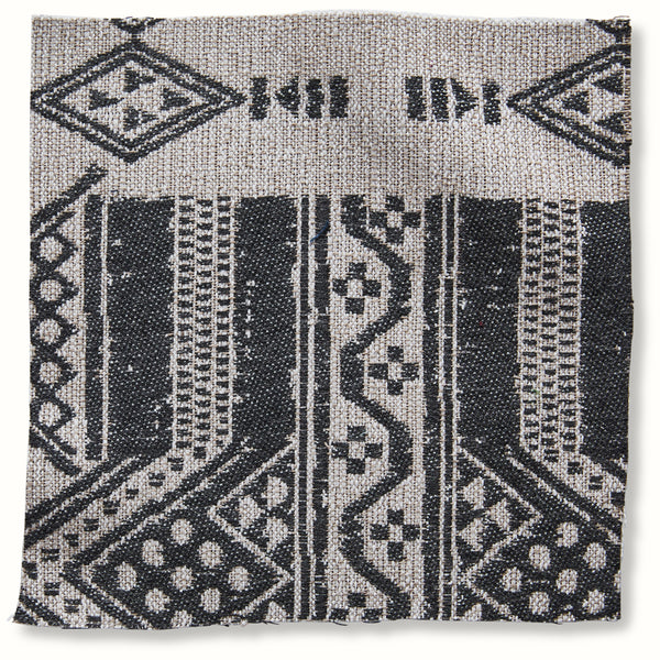Indoor/Outdoor Pouf in Peter Dunham Textiles Mombasa Onyx/Natural