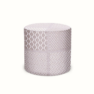 Indoor/Outdoor Pouf in Peter Dunham Textiles Nawab Natural/White