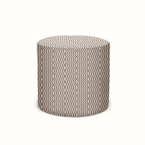 Indoor/Outdoor Pouf in Peter Dunham Textiles Persis Charcoal on Natural