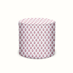 Indoor/Outdoor Pouf in Peter Dunham Textiles Rajmata Clay Pink on White