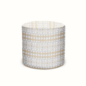 Indoor/Outdoor Pouf in Peter Dunham Textiles Souk Gold/Sage on White