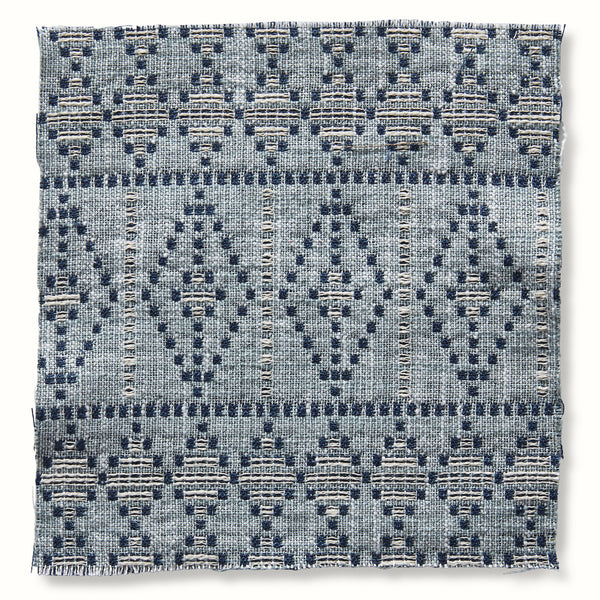 Indoor/Outdoor Pouf in Peter Dunham Textiles Souk Indigo/White on Ocean