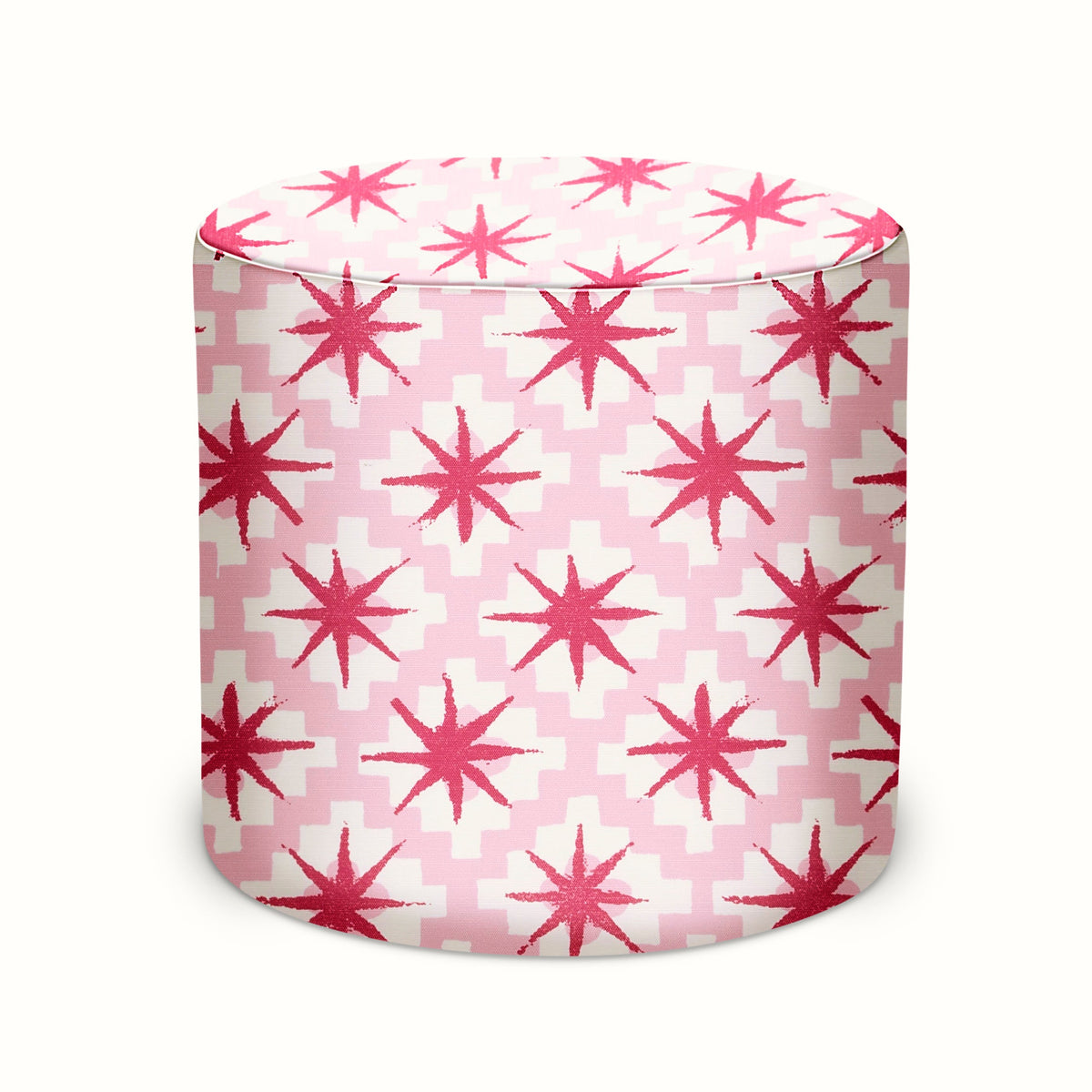 Indoor/Outdoor Pouf in Peter Dunham Textiles Starburst Raspberry/Pink – Hollywood At Home