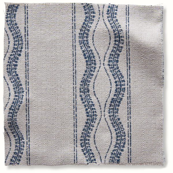 Indoor/Outdoor Pouf in Peter Dunham Textiles Zanzibar Natural/Blue