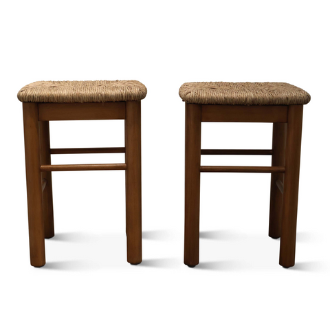 Pair of Charlotte Perriand Style Rush Stools