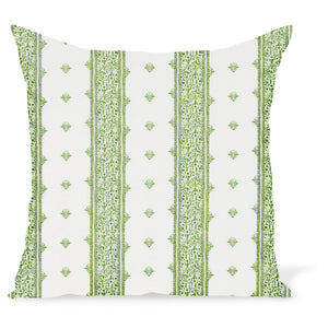 Peter Dunham Textiles Outdoor Fez in Green on White Pillow