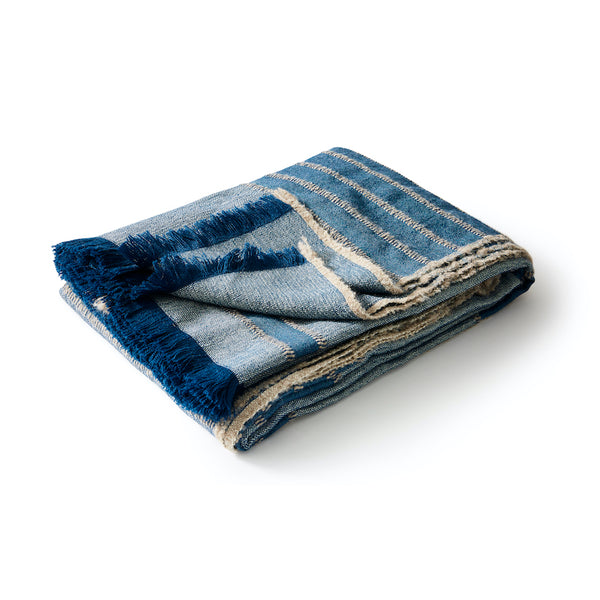 Manta in Blue Alpaca Bedcover and Throw