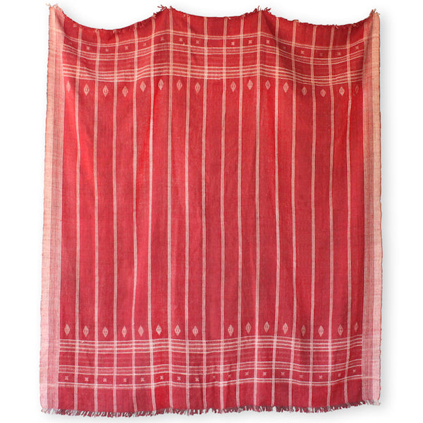 Hollywood at Home's gorgeous, lush, red handwoven Indian Bedcover. It's a perfect wool blanket to dress any queen or king sized bed. Woven in collaboration with our founder Peter Dunham.