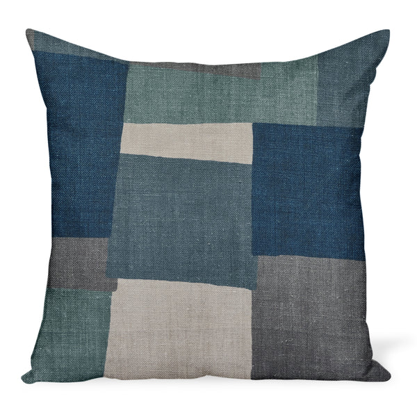 Peter Dunham Textiles Collage in Indigo/Gray Pillow
