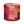 Round indoor pouf in coral/pink/red patchwork geometric fabric