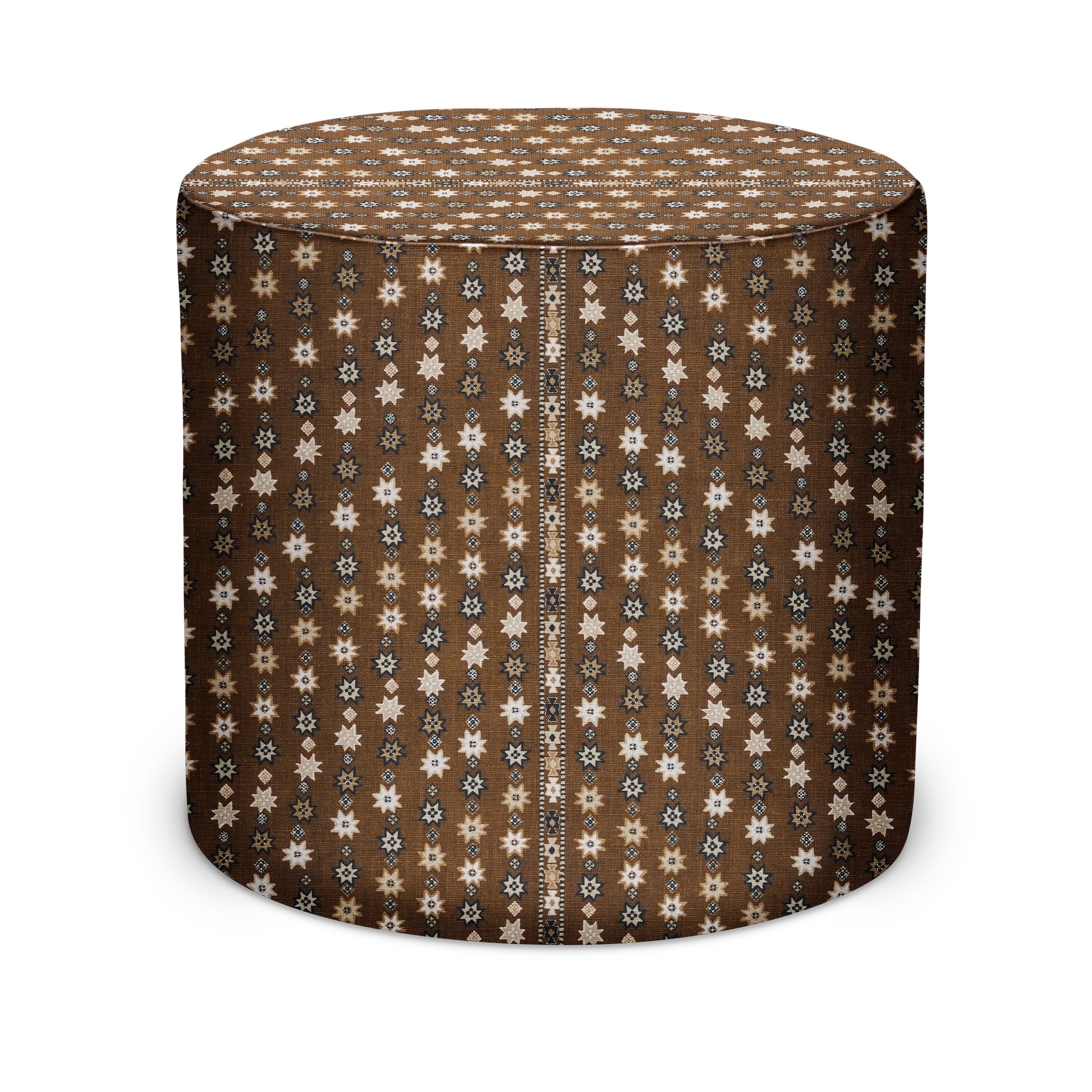 Indoor Pouf in Peter Dunham Textiles Cosima in Chocolate