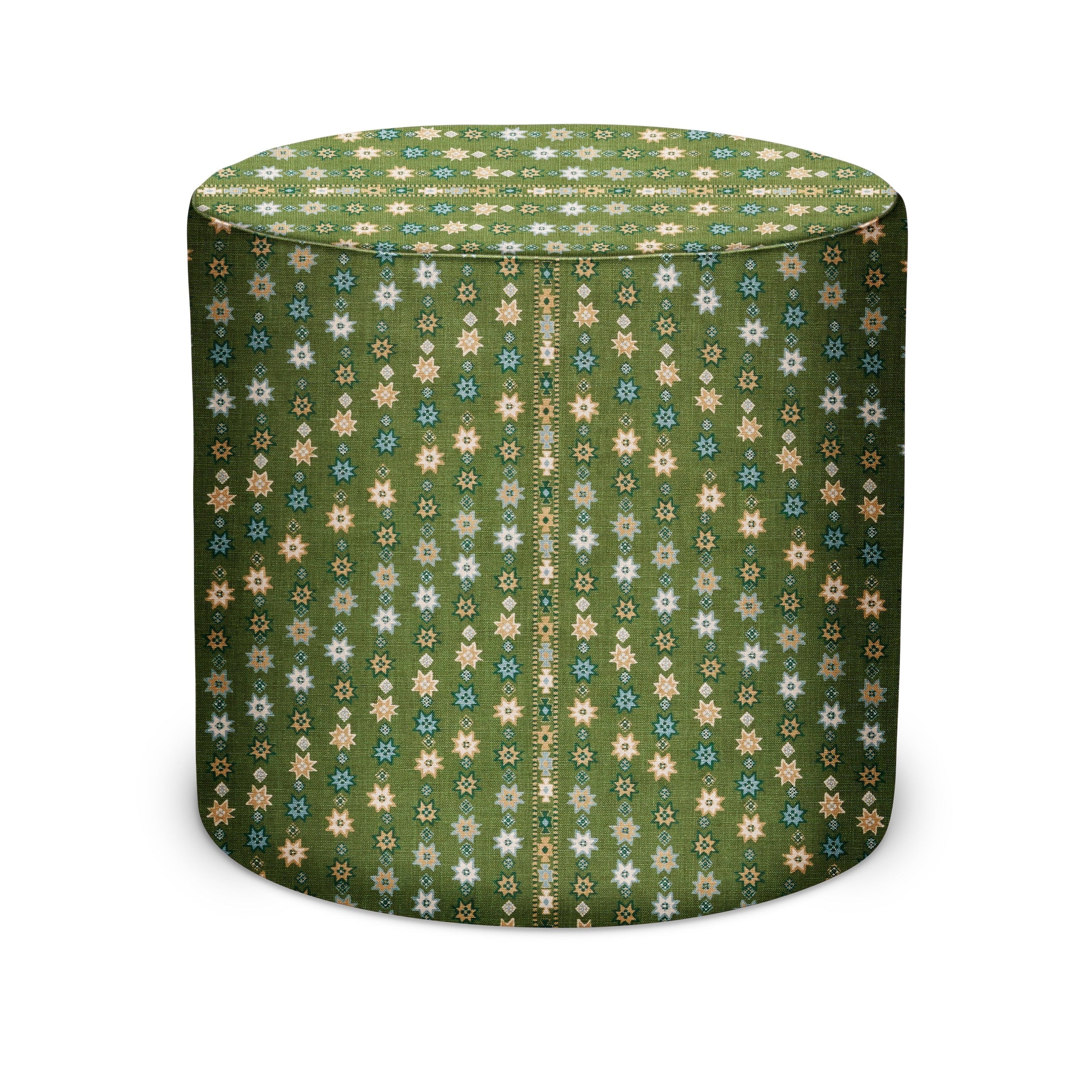 Indoor Pouf in Peter Dunham Textiles Cosima in Green