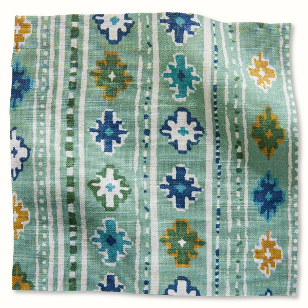 Peter Dunham Textiles Gita in Indigo/Olive on Green Pillow