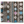 Geometric pillow cover fabric in blue, pink, and white on dark brown.