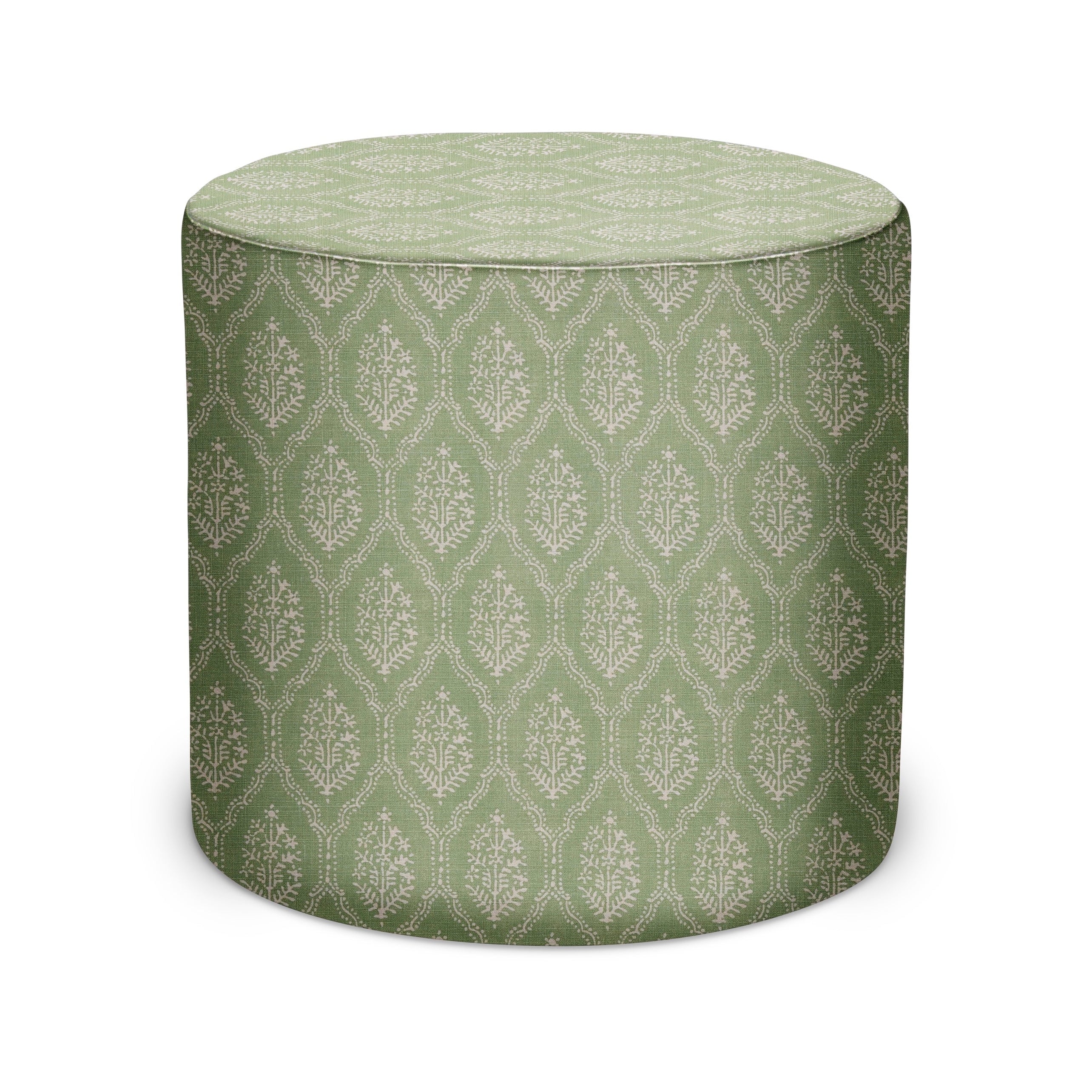 Indoor Pouf in Peter Dunham Textiles Jaali in Spring Green