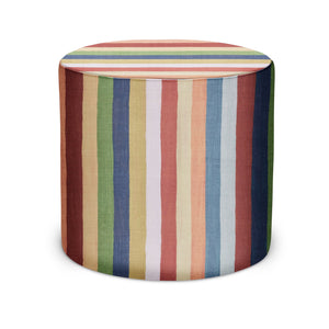 Indoor Pouf in Peter Dunham Textiles Jacob's Stripe in Multi