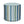 Indoor fabric pouf with vertical blue and green stripe pattern, rounded top and sides