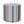 Indoor pouf ottoman in blue and pink vertical striped fabric with round padded top