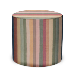 Indoor Pouf in Peter Dunham Textiles Jacob's Stripe in Raspberry/Sage