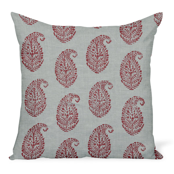 Peter Dunham Textiles Kashmir Paisley in Red/Blue Pillow