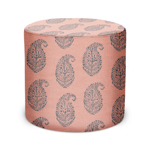 Indoor Pouf in Peter Dunham Textiles Kashmir Paisley in Blue/Pink