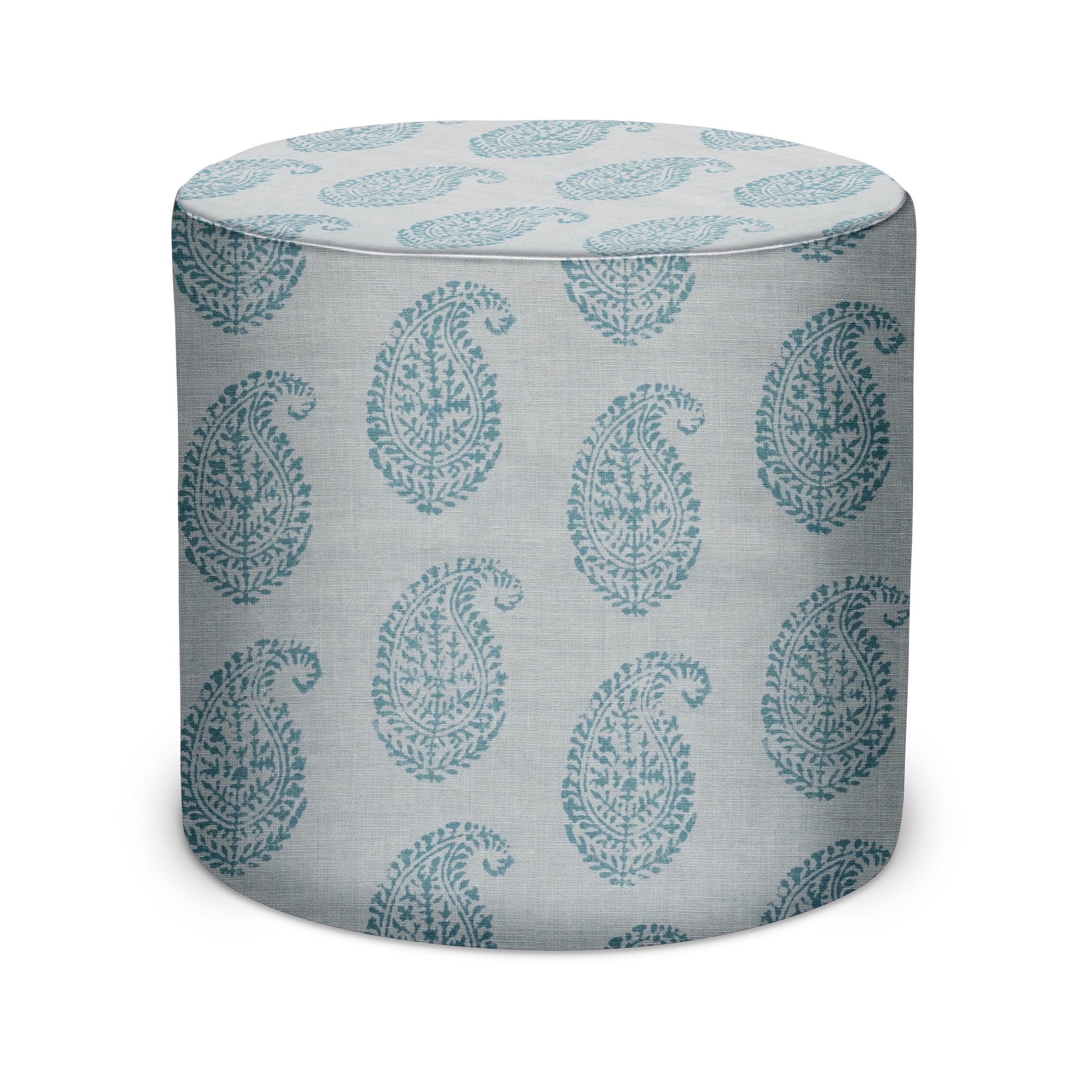 Indoor Pouf in Peter Dunham Textiles Kashmir Paisley in Blue/Blue
