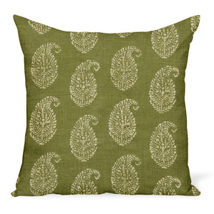 Peter Dunham Textiles Kashmir Paisley in Tea/Green Pillow