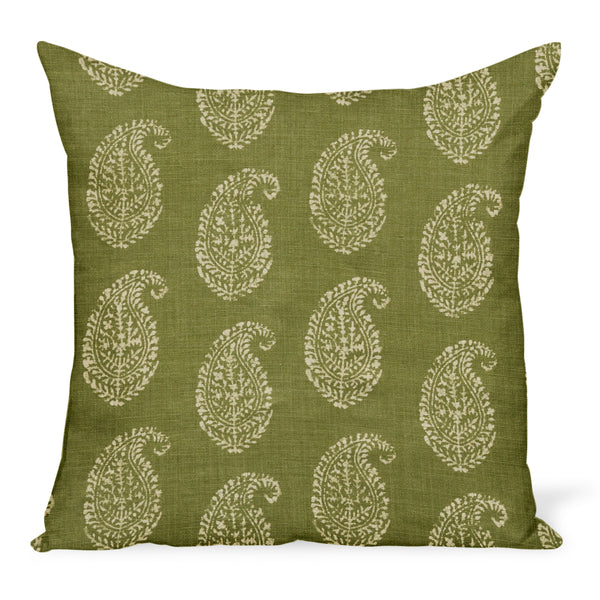 Peter Dunham Textiles Kashmir Paisley in Tea/Green Pillow