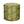 Round indoor pouf upholstered in green fabric with white paisley pattern