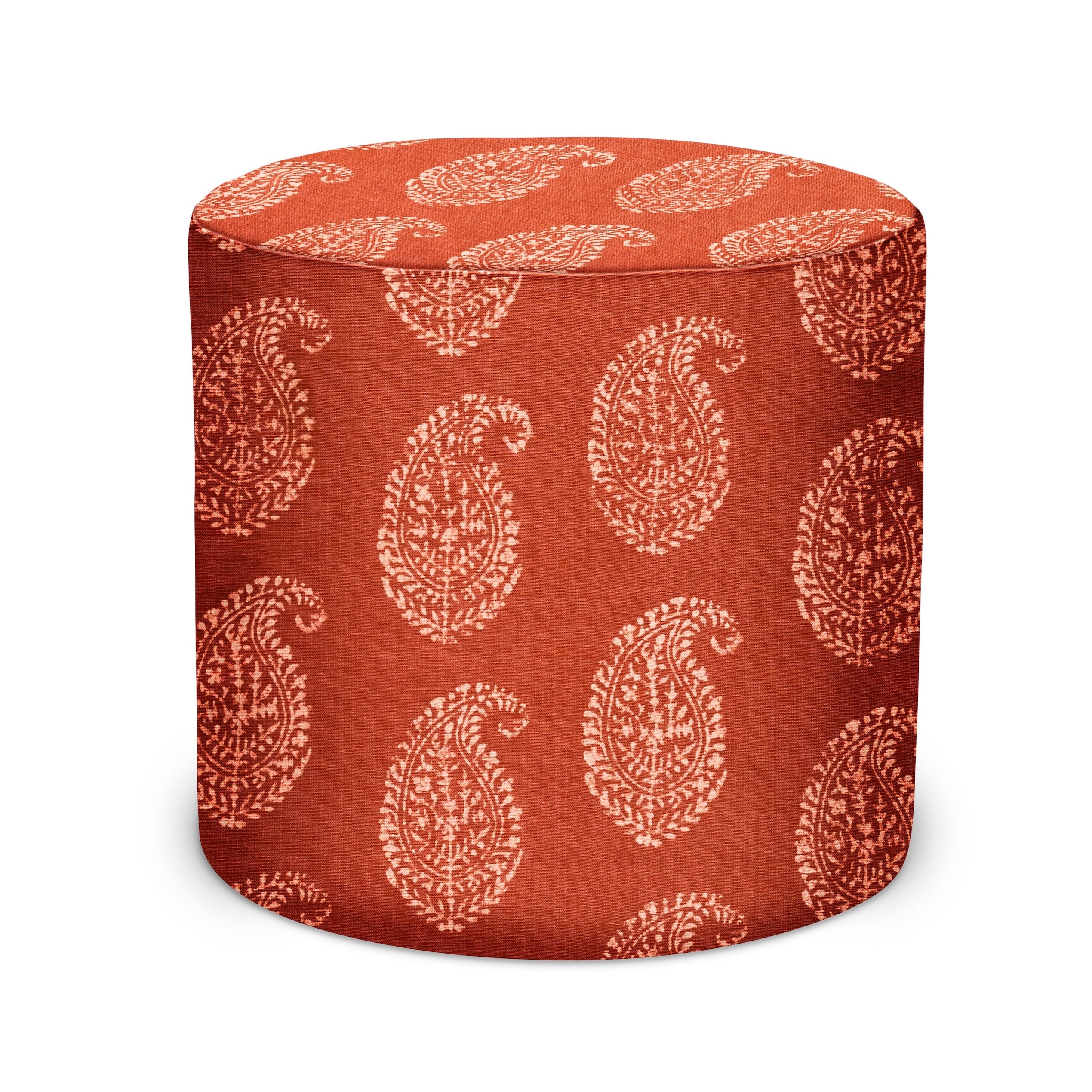 Indoor Pouf in Peter Dunham Textiles Kashmir Paisley in Tea/Red