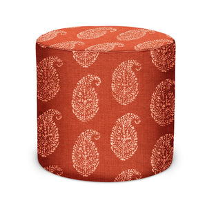 Indoor Pouf in Peter Dunham Textiles Kashmir Paisley in Tea/Red