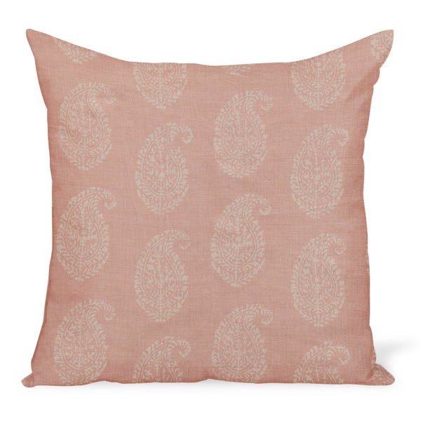 Peter Dunham Textiles Kashmir Paisley in White/Pink Pillow