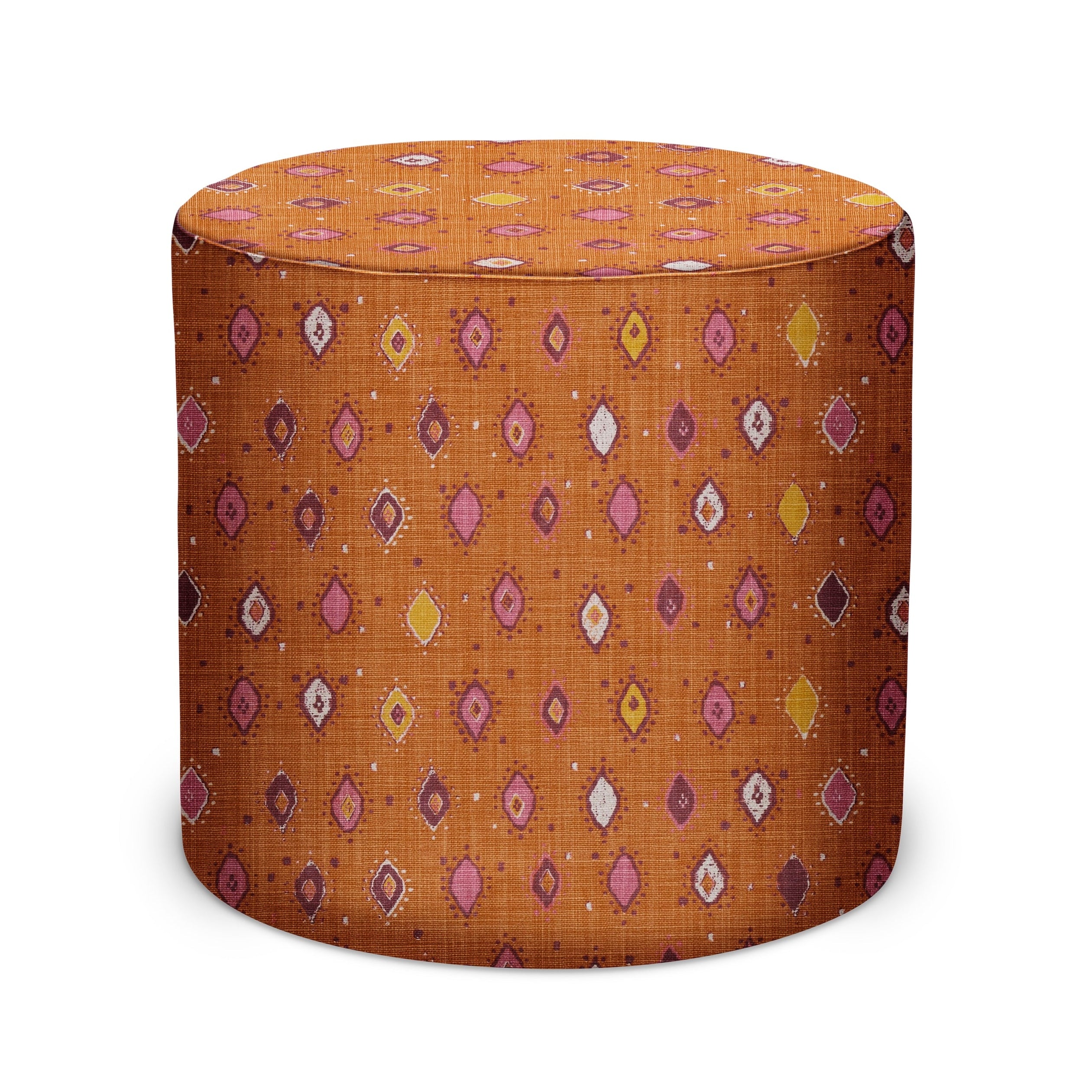 Indoor Pouf in Peter Dunham Textiles Oona in Orange/Pink