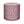 Indoor pouf with pale pink fabric and indigo geometric diamond pattern, rounded cylindrical top