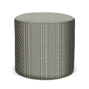 Indoor/Outdoor Pouf in Peter Dunham Textiles Hmong Stripe in Sage