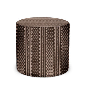 Indoor/Outdoor Pouf in Peter Dunham Textiles Hmong Stripe in Bark