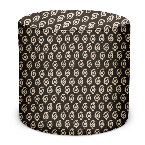 Indoor/Outdoor Pouf in Peter Dunham Textiles Janpath in Jet