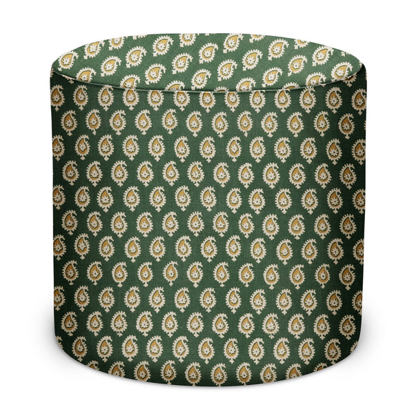 Indoor/Outdoor Pouf in Peter Dunham Textiles Janpath in Green/Gold