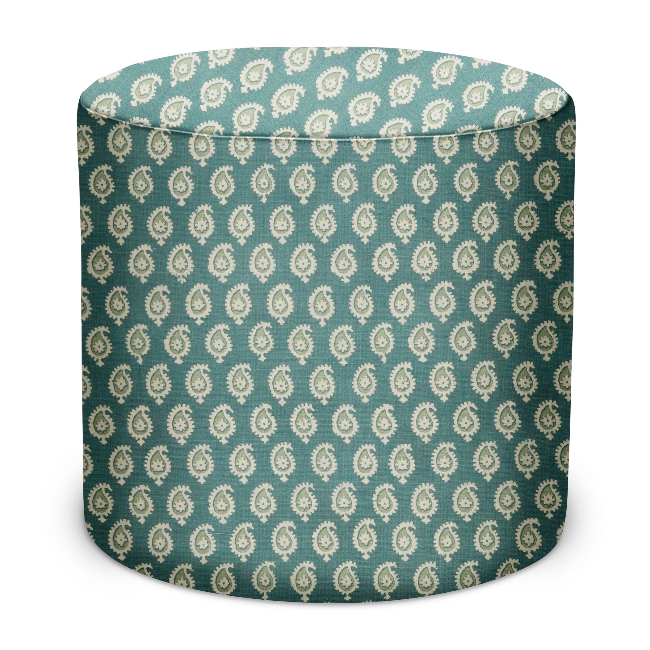 Indoor/Outdoor Pouf in Peter Dunham Textiles Janpath in Pale Blue/Ocean