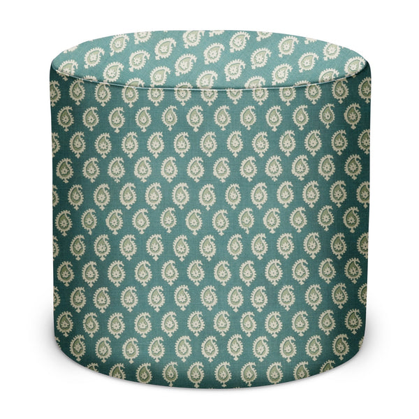 Indoor/Outdoor Pouf in Peter Dunham Textiles Janpath in Pale Blue/Ocean