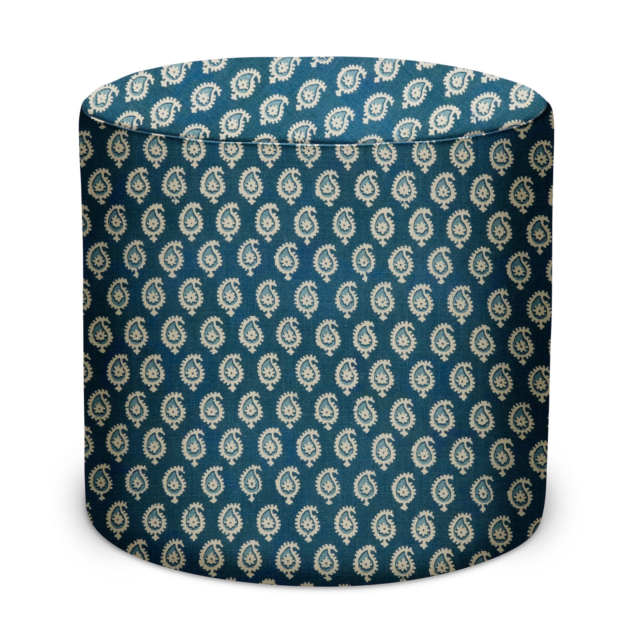 Indoor/Outdoor Pouf in Peter Dunham Textiles Janpath in Blue/Blue