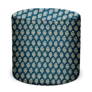 Indoor/Outdoor Pouf in Peter Dunham Textiles Janpath in Blue/Blue
